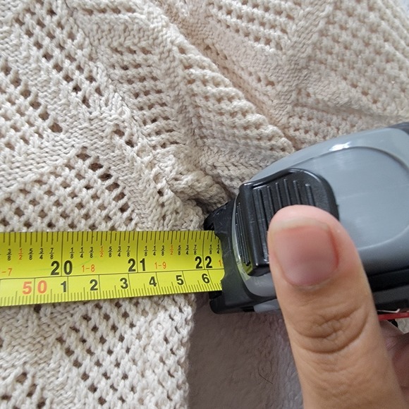 Art Of Rhetoric Mens Large‎ Ivory Cream Button Up Sweater Short Sleeve Crochet - Picture 7 of 8